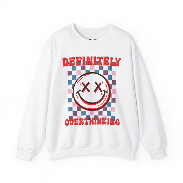 Definitely Overthinking Mental Health Checkered Unisex Heavy Blend Crewneck Sweatshirt