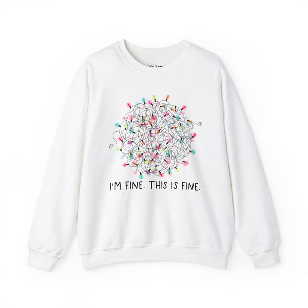 I’m Fine. This is Fine. Christmas Lights Unisex Heavy Blend Crewneck Sweatshirt