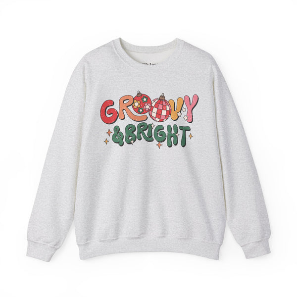 Groovy and Bright Retro Christmas Unisex Heavy Blend Crewneck Sweatshirt