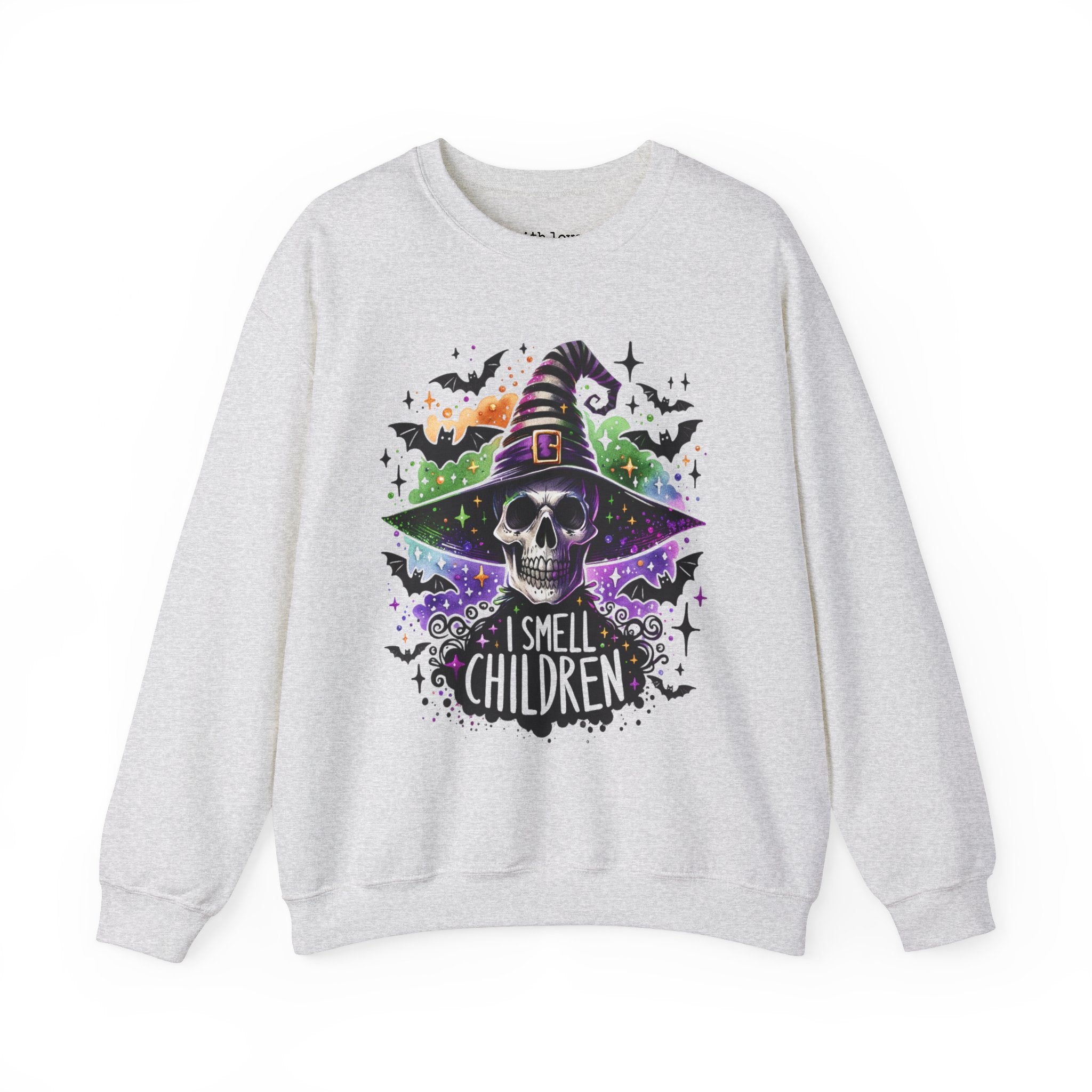 I Smell Children Hocus Pocus Skeleton Witch Unisex Heavy Blend Crewneck Sweatshirt