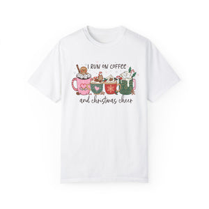 I Run On Coffee and Christmas Cheer Comfort Colors Unisex Garment-Dyed T-shirt