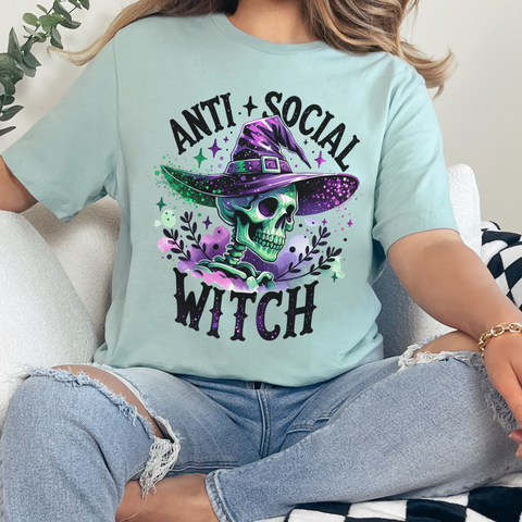 Anti Social Witch Social Anxiety Halloween Bella Canvas Unisex Jersey Short Sleeve Tee