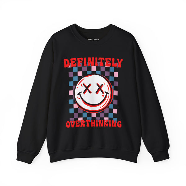 Definitely Overthinking Mental Health Checkered Unisex Heavy Blend Crewneck Sweatshirt