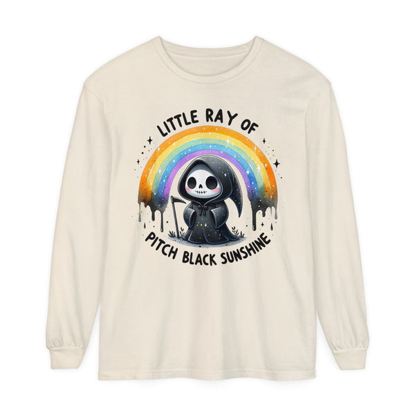 Little Ray of Pitch Black Sunshine Comfort Colors Unisex Garment-dyed Long Sleeve T-Shirt