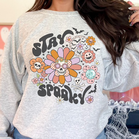 Stay Spooky Floral Halloween Unisex Heavy Blend Crewneck Sweatshirt