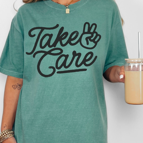 Take Care Grunge Oversized Comfort Colors Unisex Garment-Dyed T-shirt