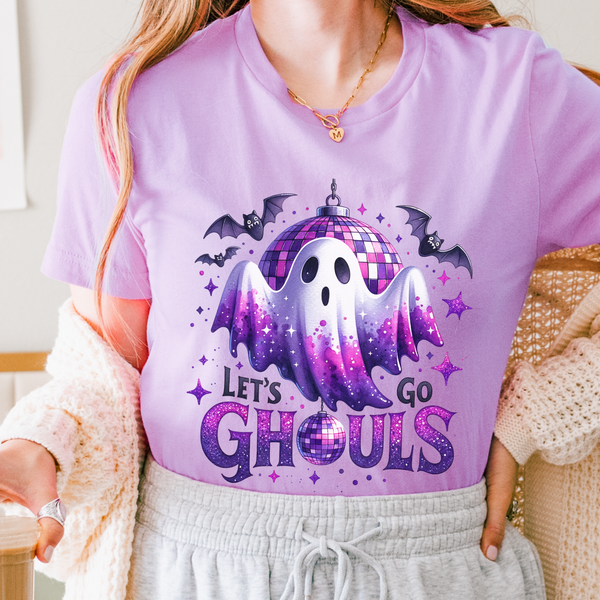 Let’s Go Ghouls Disco Ghost Halloween Bella Canvas Unisex Jersey Short Sleeve Tee