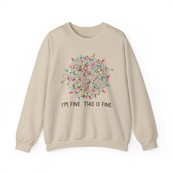 I’m Fine. This is Fine. Christmas Lights Unisex Heavy Blend Crewneck Sweatshirt