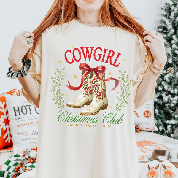 Cowgirl Christmas Club Western Comfort Colors Unisex Garment-Dyed T-shirt