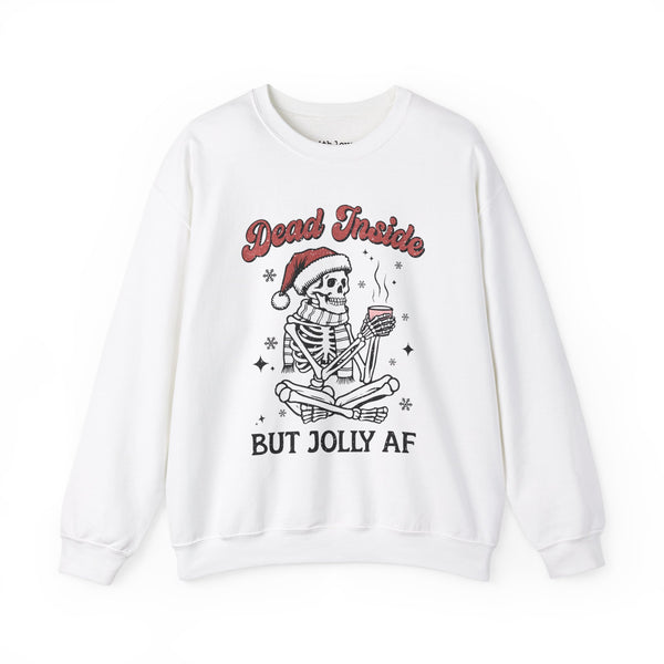 Dead Inside but Jolly AF Christmas Skeleton Unisex Heavy Blend Crewneck Sweatshirt