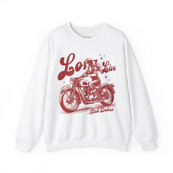 Long Live Rad Babes Feminist Motorcycle Unisex Heavy Blend Crewneck Sweatshirt