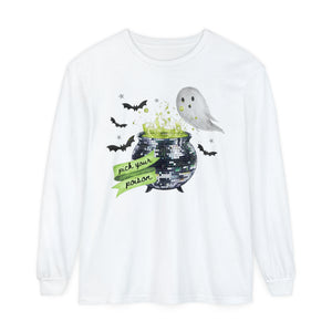 Pick Your Poison Disco Cauldron Halloween Comfort Colors Unisex Garment-dyed Long Sleeve T-Shirt