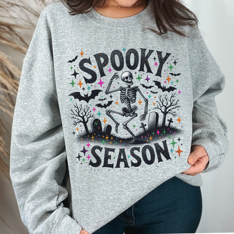 Spooky Season Dancing Skeleton Graveyard Halloween Unisex Heavy Blend Crewneck Sweatshirt