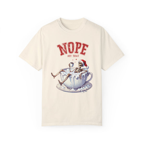 Nope, Not Today Sarcastic Skeleton Santa Christmas Comfort Colors Unisex Garment-Dyed T-shirt