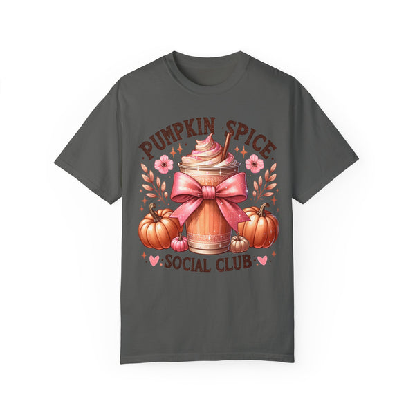 Pumpkin Spice Social Club Coquette Fall Comfort Colors Unisex Garment-Dyed T-shirt