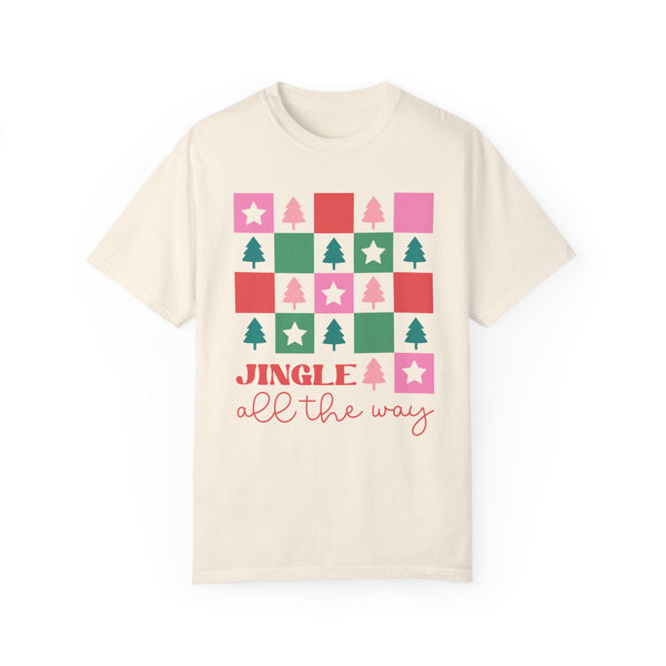 Jingle All the Way Checker Christmas Comfort Colors Unisex Garment-Dyed T-shirt