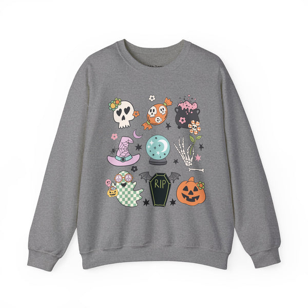 Halloween Things Pumpkin Skull Unisex Heavy Blend Crewneck Sweatshirt