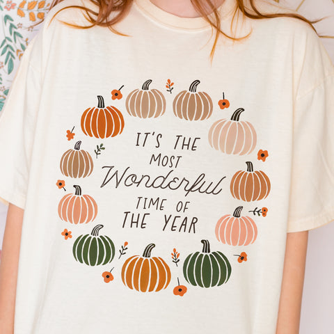 It’s the Most Wonderful Time of the Year Fall Pumpkins Comfort Colors Unisex Garment-Dyed T-shirt