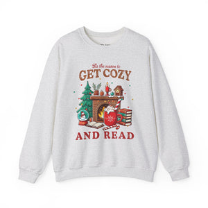 Tis the Season to Get Cozy and Read Christmas Unisex Heavy Blend Crewneck Sweatshirt