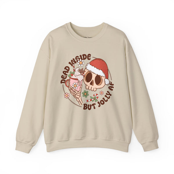 Dead Inside but Jolly AF Skull Christmas Crewneck Sweatshirt