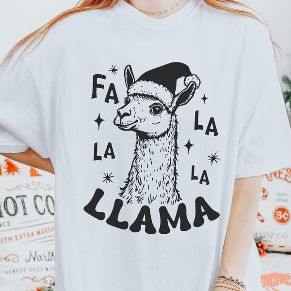 Fa La La Llama Christmas Comfort Colors Unisex Garment-Dyed T-shirt