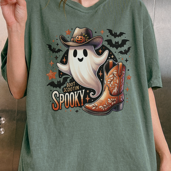 Boot Scootin Spooky Western Ghost Halloween Comfort Colors Unisex Garment-Dyed T-shirt