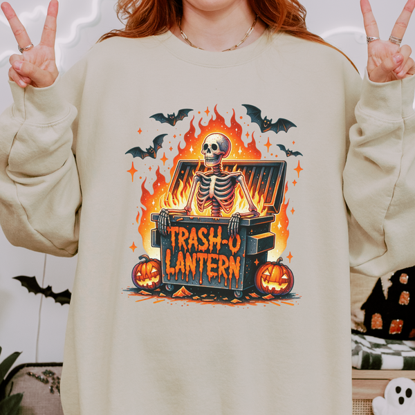 Trash O Lantern Skeleton Halloween Unisex Heavy Blend Crewneck Sweatshirt