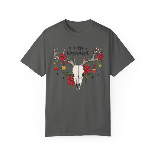 Feliz Navidad Western Skull Christmas Comfort Colors Unisex Garment-Dyed T-shirt