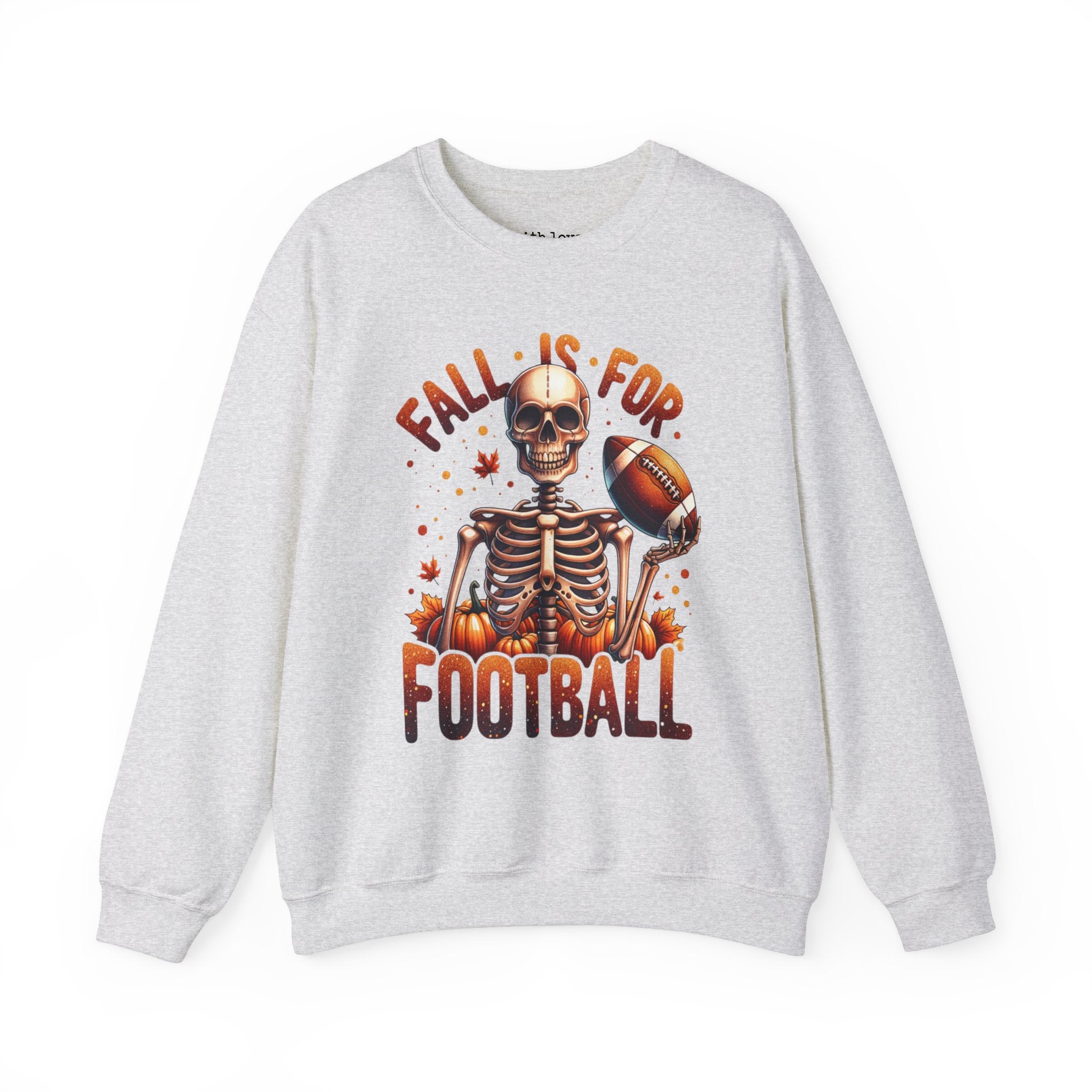 Fall is For Football Skeleton Autumn Leaves Unisex Heavy Blend Crewneck Sweatshirt