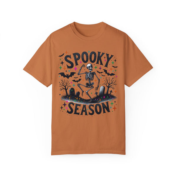 Spooky Season Dancing Skeleton Graveyard Halloween Comfort Colors Unisex Garment-Dyed T-shirt