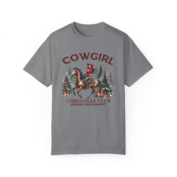 Cowgirl Christmas Club Making Spirits Bright Comfort Colors Unisex Garment-Dyed T-shirt