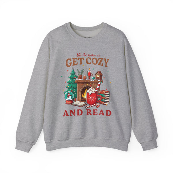 Tis the Season to Get Cozy and Read Christmas Unisex Heavy Blend Crewneck Sweatshirt