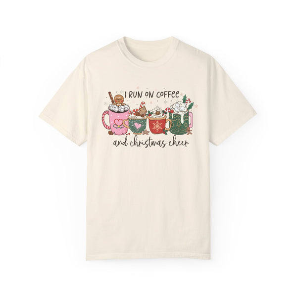 I Run On Coffee and Christmas Cheer Comfort Colors Unisex Garment-Dyed T-shirt