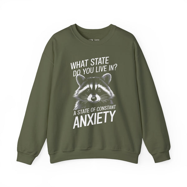 Constant State of Anxiety Raccoon Unisex Heavy Blend Crewneck Sweatshirt