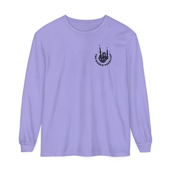 Stay; The World Needs You in It 988 Suicide Prevention Comfort Colors Unisex Garment-dyed Long Sleeve T-Shirt