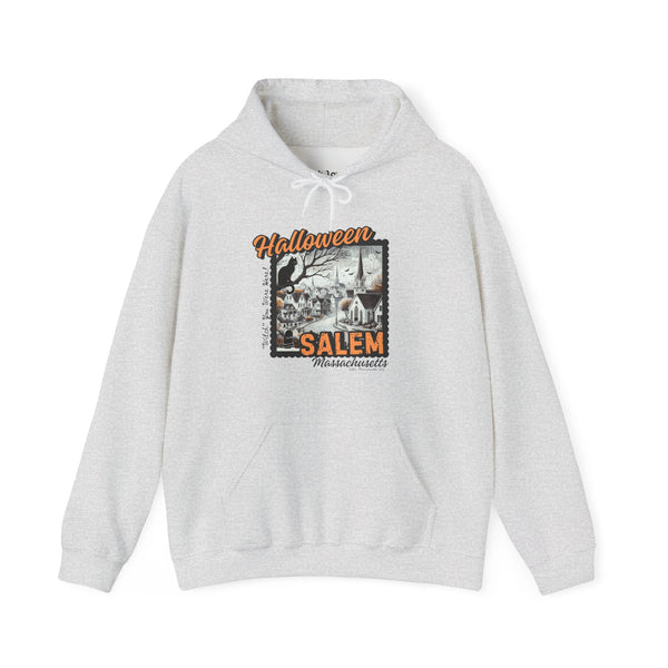 Halloween Salem Massachusetts Postcard Stamp Unisex Heavy Blend Hooded Sweatshirt Hoodie