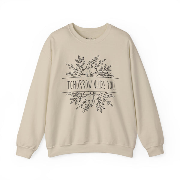 Tomorrow Needs You Floral Mental Health Unisex Heavy Blend Crewneck Sweatshirt