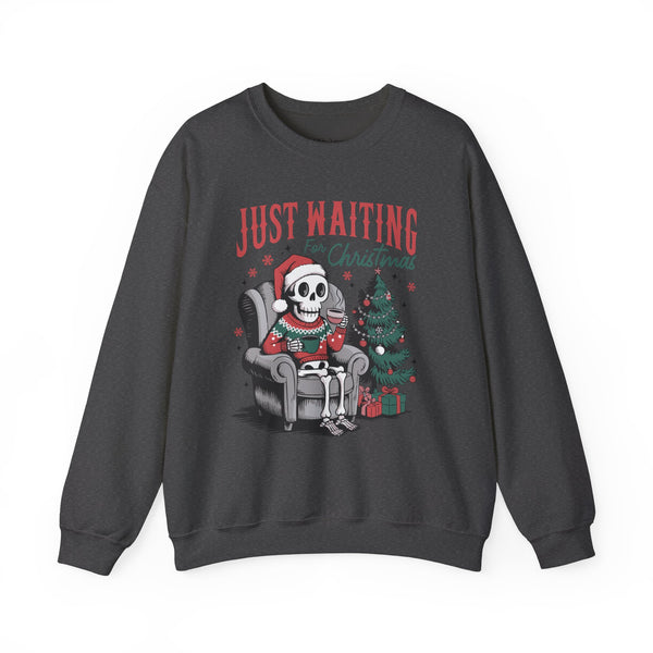 Just Waiting for Christmas Skeleton Unisex Heavy Blend Crewneck Sweatshirt