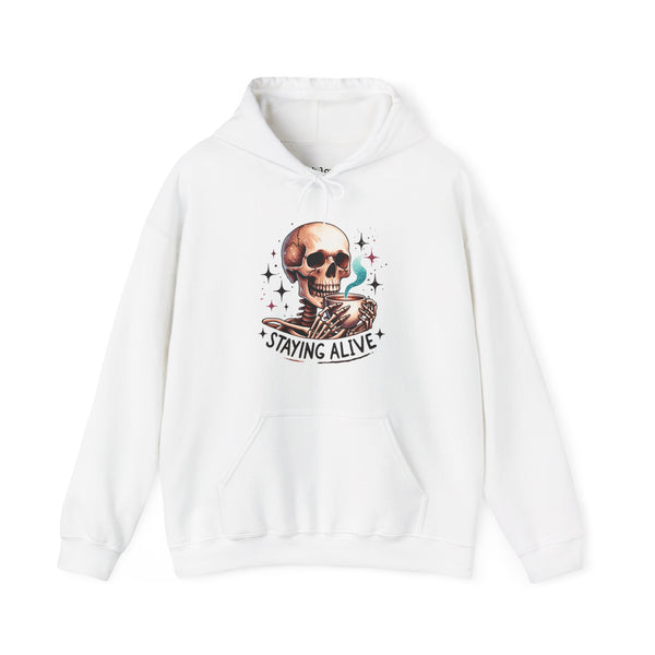 Staying Alive Skeleton Coffee Unisex Heavy Blend Hooded Sweatshirt