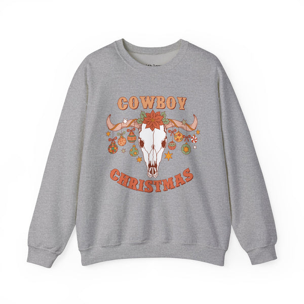 Cowboy Christmas Western Skull Unisex Heavy Blend Crewneck Sweatshirt