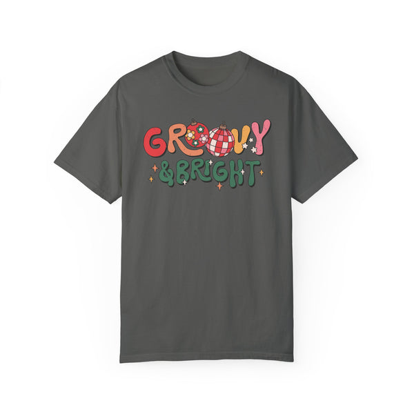 Groovy and Bright Retro Christmas Comfort Colors Unisex Garment-Dyed T-shirt