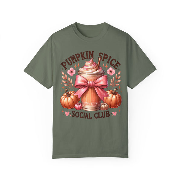 Pumpkin Spice Social Club Coquette Fall Comfort Colors Unisex Garment-Dyed T-shirt