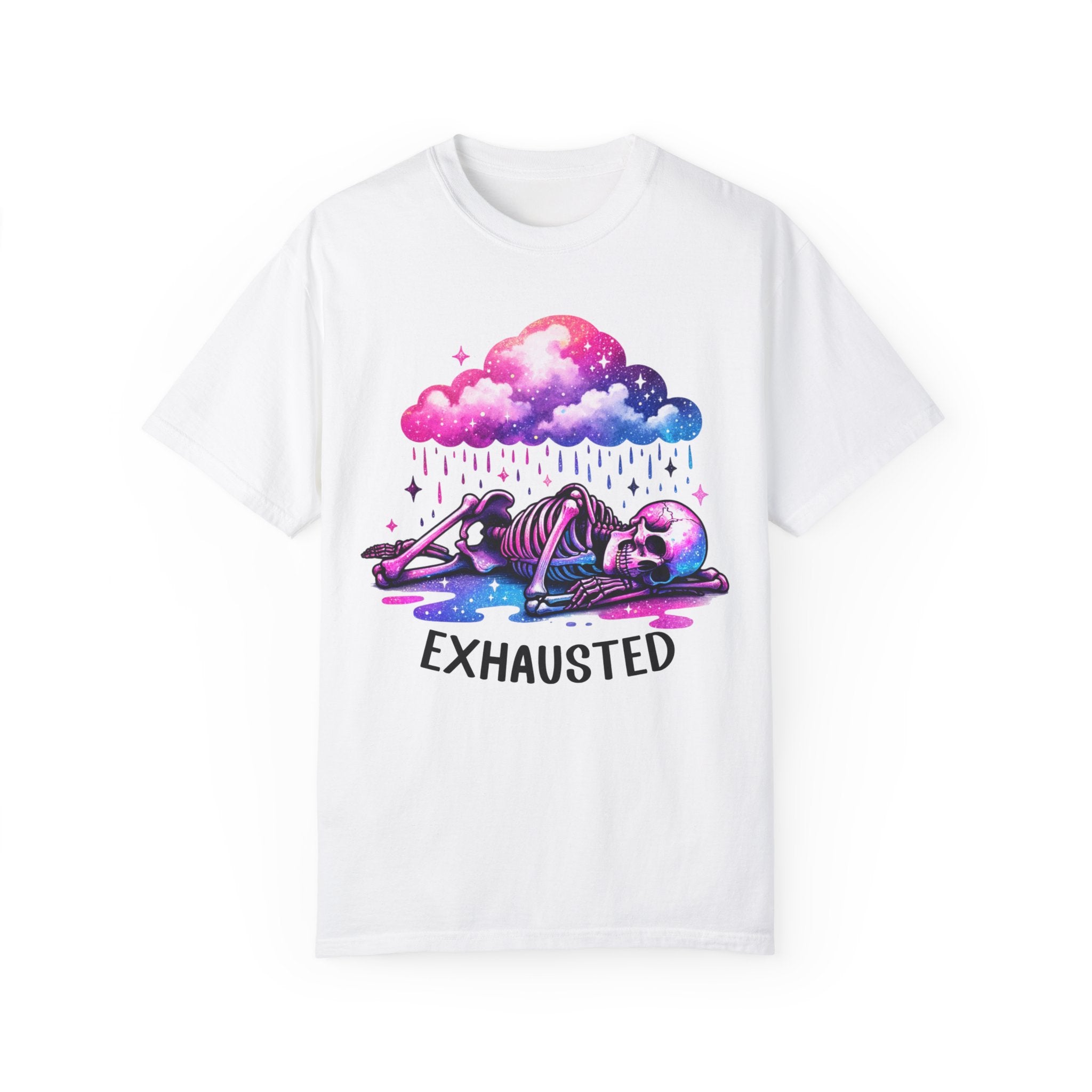 Exhausted Sleepy Skeleton Burnt Out Mental Health Comfort Colors Unisex Garment-Dyed T-shirt