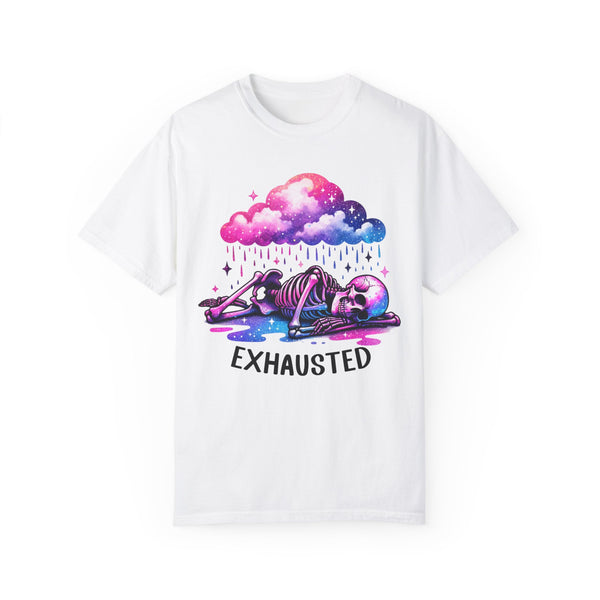 Exhausted Sleepy Skeleton Burnt Out Mental Health Comfort Colors Unisex Garment-Dyed T-shirt