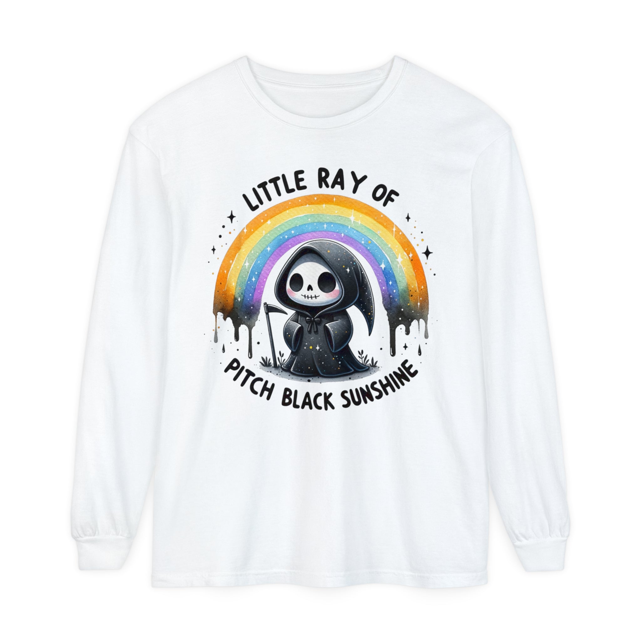 Little Ray of Pitch Black Sunshine Comfort Colors Unisex Garment-dyed Long Sleeve T-Shirt