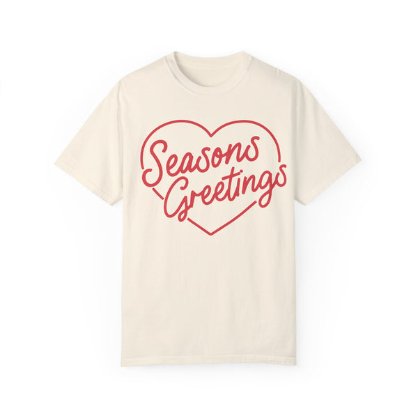 Seasons Greetings Heart Christmas Comfort Colors Unisex Garment-Dyed T-shirt