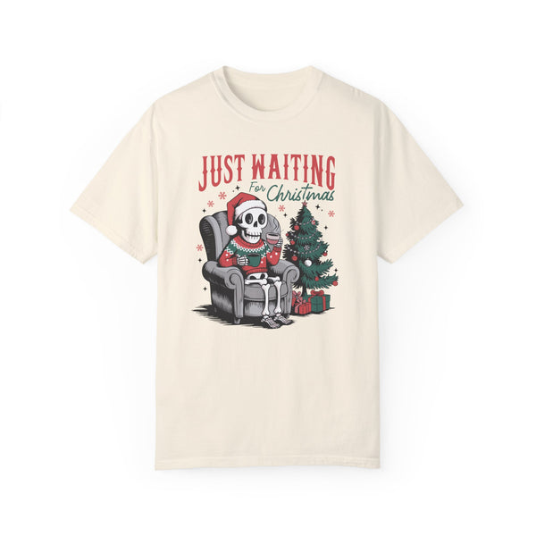 Just Waiting for Christmas Skeleton Comfort Colors Unisex Garment-Dyed T-shirt