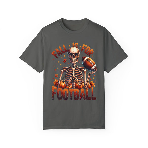 Fall is For Football Skeleton Autumn Leaves Comfort Colors Unisex Garment-Dyed T-shirt