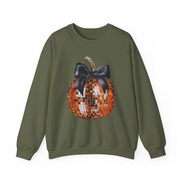 Disco Pumpkin Bow Unisex Heavy Blend Crewneck Sweatshirt