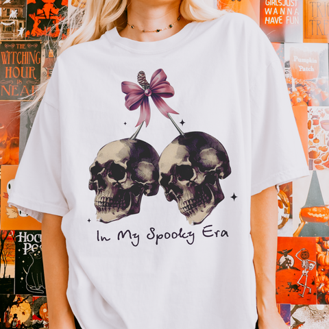 In My Spooky Era Halloween Skulls Bows Comfort Colors Unisex Garment-Dyed T-shirt